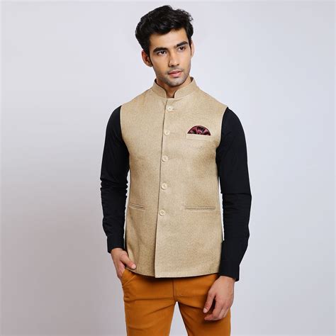 Awadhshree jute nehru jacket Beige – Mentoos