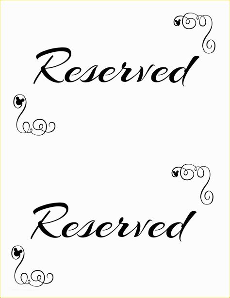 Reserved Parking Sign Template Free Of Free Printable Reserved Seating ...