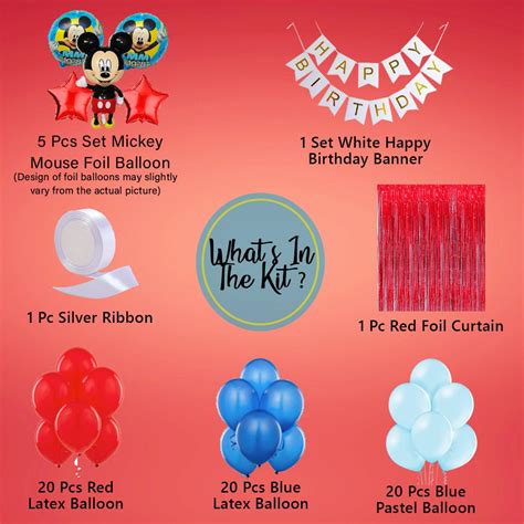 Mickey Mouse Birthday Party Decorations 68 Pcs - Birthday Wall ...
