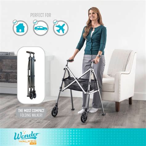 Stander Wonder Walker Plus, Two Wheel Folding Walker with Basket- Regal ...