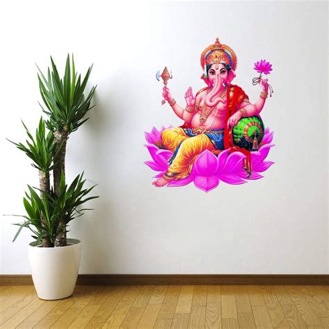 Sticker Studio Lotus Ganpati Wall Sticker & Decal (PVC Vinyl,Size -58 ...