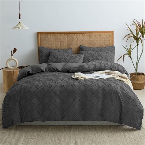 Amazon.com: JELLYMONI Dark Grey Duvet Cover Queen Size - 3 PCS ...
