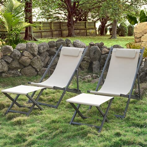 RICNOD Outdoor Sling Chairs Set of 2 Portable Folding Aluminum ...