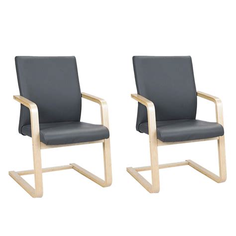 Giantex Accent Chair with PU Leather Cushioned Seat and U-Shaped Wooden ...