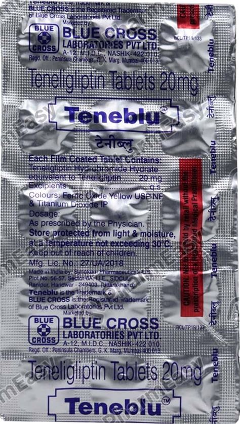 Teneblu 20 MG Tablet (15): Uses, Side Effects, Price & Dosage | PharmEasy