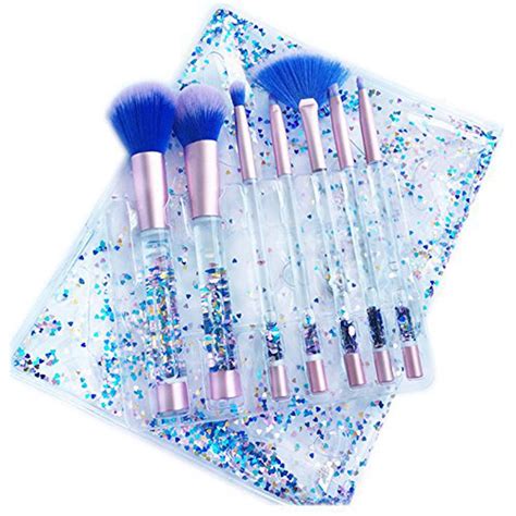 FidgetGear 7pcs Set Mermaid Aquarium Liquid Glitter Makeup Brush Pouch ...