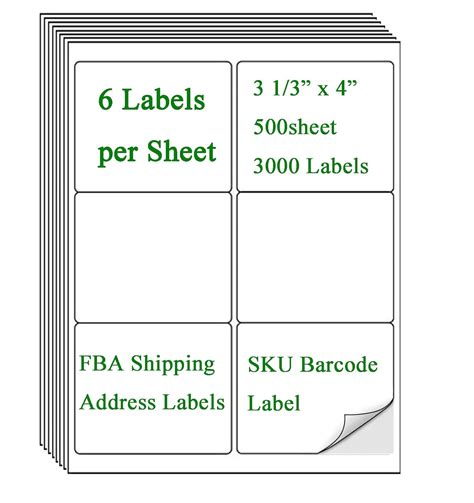 (8164/5164) 6 Up Shipping Address Labels, 3.33" X 4" FBA SKU Barcode ...