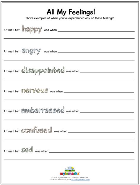 Printable Emotional Regulation Worksheets