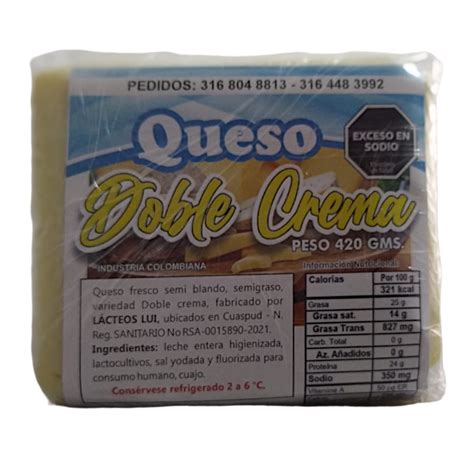 Queso Doble Crema 420g Tajado – lacteoslui