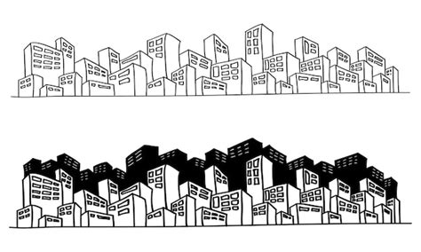 Hand drawn cityscape illustration in doodle style | Premium Vector