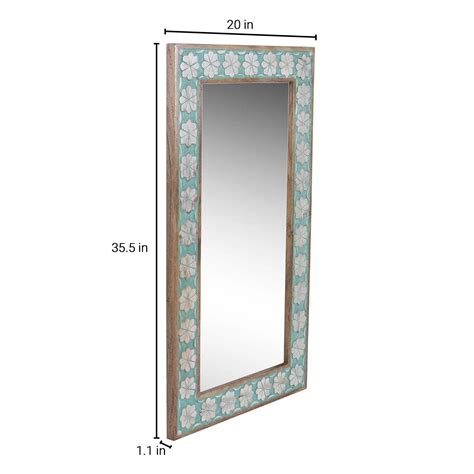 Zoe Solid Wood Hand Carved Mirror in Vintage Green – Fabuliv