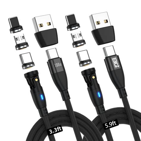 Amazon.com: BIG+ Magnetic Charging Cable 2 Pack- (3.3ft/5.9ft) 100W USB ...