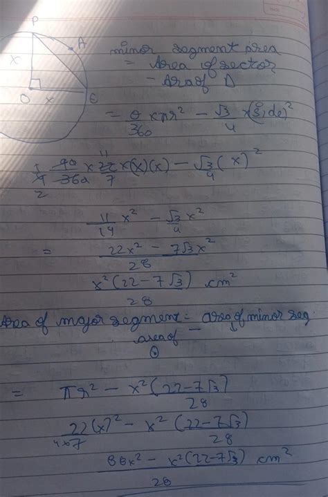 Area of segment PBQ (un-shaded region), is - Brainly.in