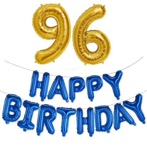 Hirva 96th Birthday Decorations Combo – Happy Birthday Foil Balloon and ...