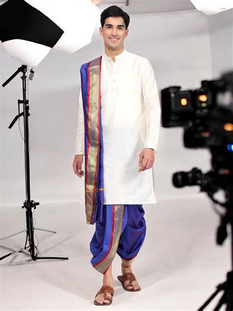 Blue Readymade Dhoti Dupatta Set - Velcro Dhoti Set for Men ...