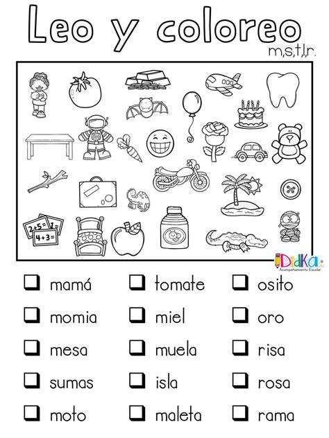 Fichas «Leo y coloreo» para practicar la lectura de palabras | Spanish ...