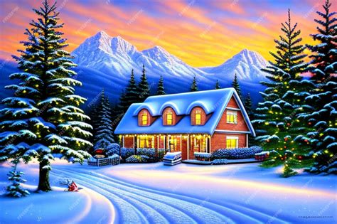 Premium AI Image | beautiful magic christmas landscape