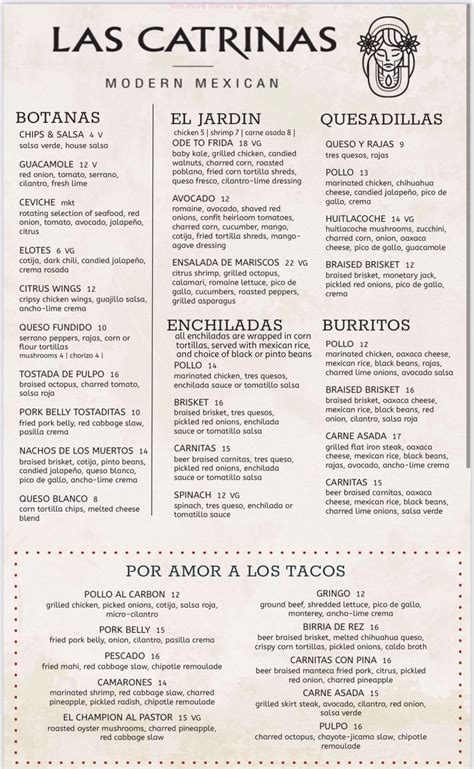 Online Menu of Las Catrinas Modern Mexican Restaurant, Delray Beach ...