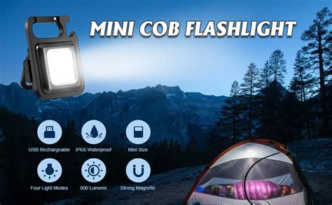 Buy Emcrovi COB Mini Keychain Flashlights, Rechargeable Keychain Lights ...