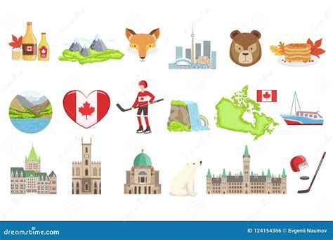 Canadian National Symbols Set of Items. Isolated Objects Representing ...