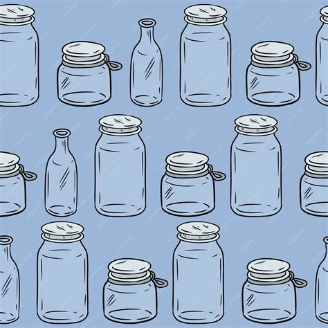 Premium Vector | Glass jars seamless pattern.