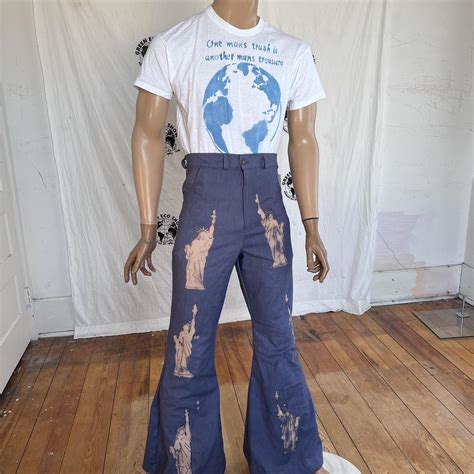 Men's Blue and Tan Jeans | Depop