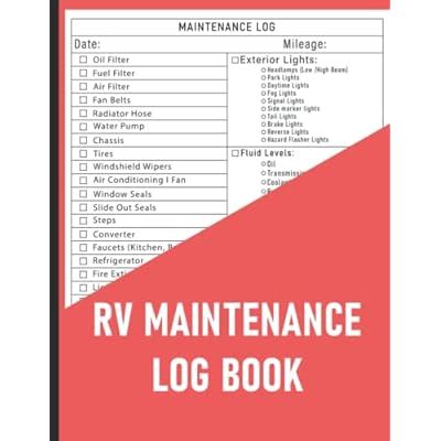 RV Maintenance Log Book: Motor Homes, Camper Vans, | Ubuy India