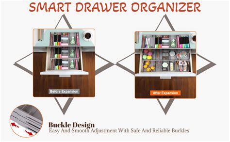 TUKLOZ 3 Tier Drawer Organizer Smart Collapsible Desk Organizer Multi ...