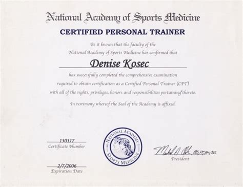 NASM 2006 trainer certification