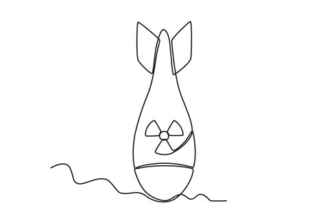 Premium Vector | A dangerous nuclear bomb nuclear weapon oneline drawing