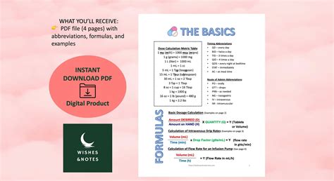 Dosage Calculation Medication Nursing Study Guide Med Calculation Nurse Cheatsheet PDF - Etsy in ...