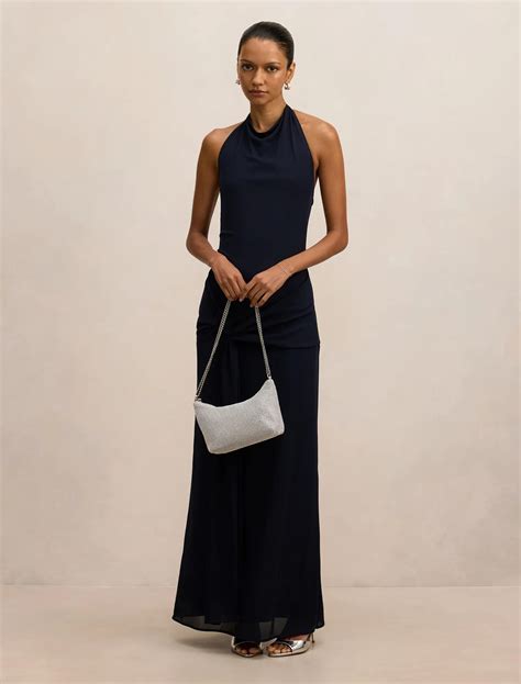 Abby Petite Halter Maxi Dress in navy blue - Size 0 to 12 - Womens ...