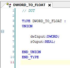 EcoStruxure Machine Expert - How to convert a DWORD variable as a real ...