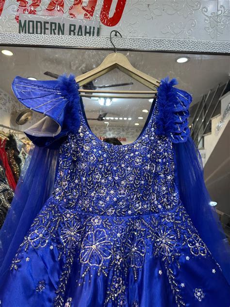 Royal Blue Ruffled Wing Cape Gown – Floral Sequin Satin Ball Gown for ...