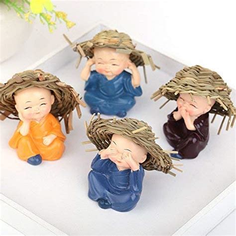 Buy Tej Gifts - Set of 4 Cute Monk with Cap Little Buddha ShowPiece ...