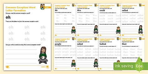 Phonics Level 5 Common Exception Word Letter Formation Activity