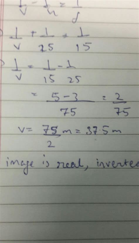 an object placed in front of a convex lens at a distance of 25 cm on ...