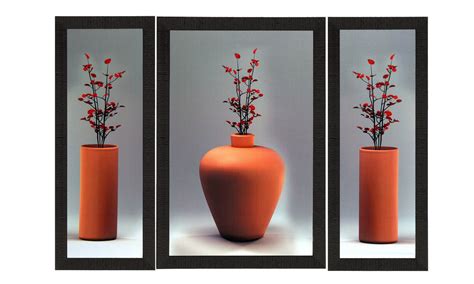 Set Of 3 Flowers and Vase Satin Matt Texture UV Art Painting ...