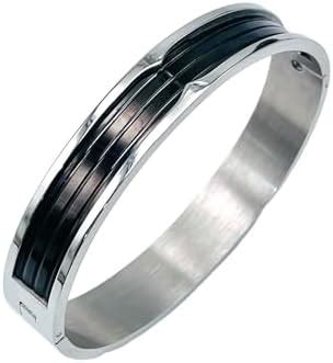 Buy ZIVOM® Black Silver 316L Stainless Steel Openable Bangle Bracelet ...