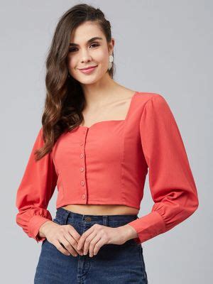 Buy Carlton London Coral Solid Semi-fit Top Online