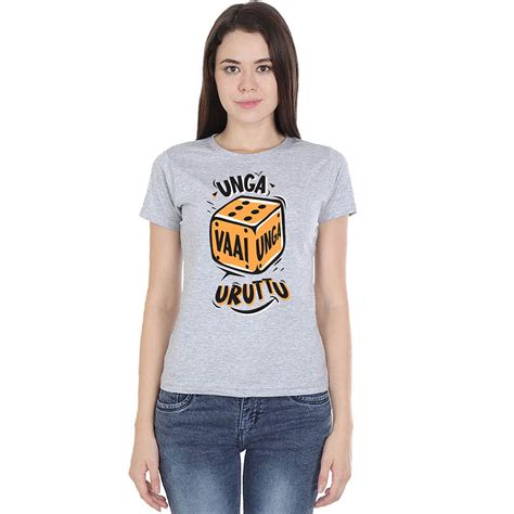 Buy Crazy Punch Unga Vaai Unga Uruttu Women's Grey Melange Half Sleeve ...