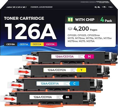 SPS 126A Toner Cartridge Set 4-Pack High Yield Replacement for HP 126A ...