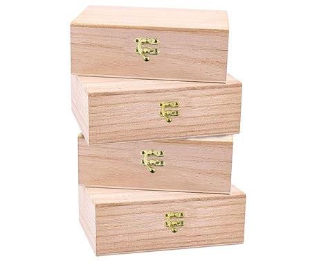 Woodcraft Original 4pcs Wooden Boxes for Crafts, Unfinished Wood Boxes ...