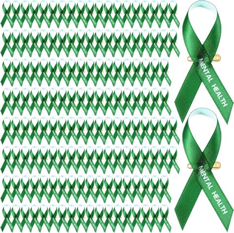 Amazon.com: Hanaive 150 Pcs Mental Health Awareness Ribbons Green Satin ...