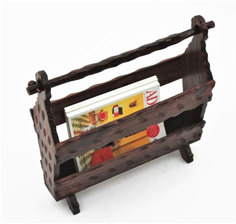 Spanish Rustic Wood Magazine Rack, 1950s For Sale at 1stDibs | rustic ...