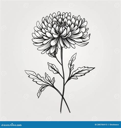 Minimalistic Chrysanthemum Flower Drawing - Aubrey Beardsley Style ...