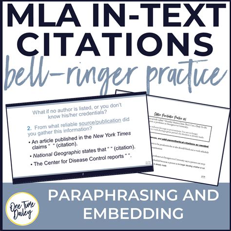 MLA In-Text Citation Practice Bell-Ringer Exercises | Made By Teachers ...