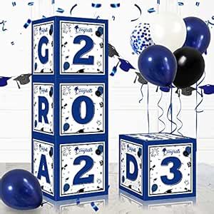 2023 Graduation Party Decorations, 4pcs Navy Blue Graduation Balloon ...