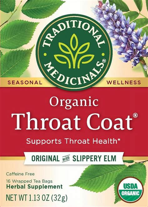 Traditional Medicinals Soothing Throat Coat, Organic Herbal Tea Bags ...