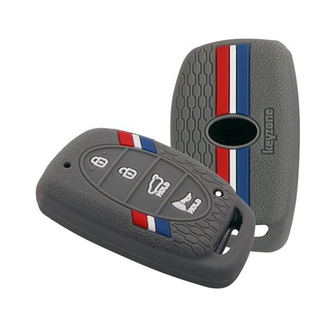 Keyzone striped key cover fit for : Venue, Elantra, Tucson, I20 N Line